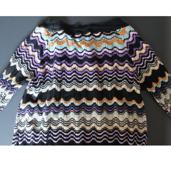 M Missoni Merino Wool Blend Zip Zag Long Sleeve Tunic Knit Top Size EU 44 - Picture 5 of 8